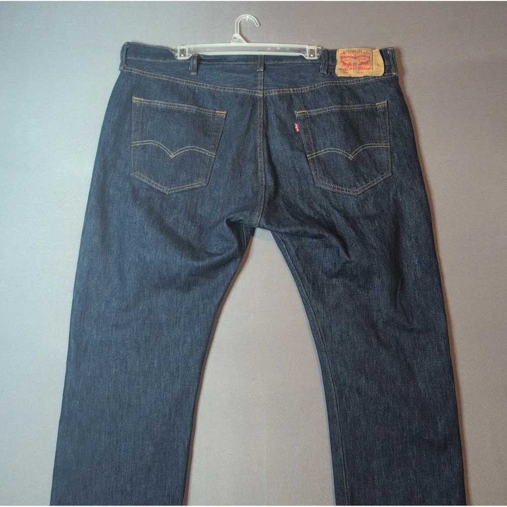 Levi 501 Mens Button Fly Jeans 42x30 Dark Wash Straight Fit Blue 00501-0115